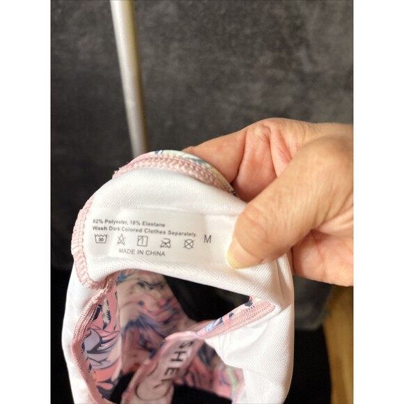 Shein Women's Tankini Size M Pink White Floral Pattern - Picture 6 of 9